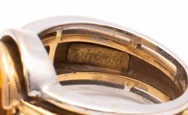 ANTONINI MILANO 18 KT GOLD RING WITH 4.70 CTW IN DIAMONDS & ORANGE CITRINE