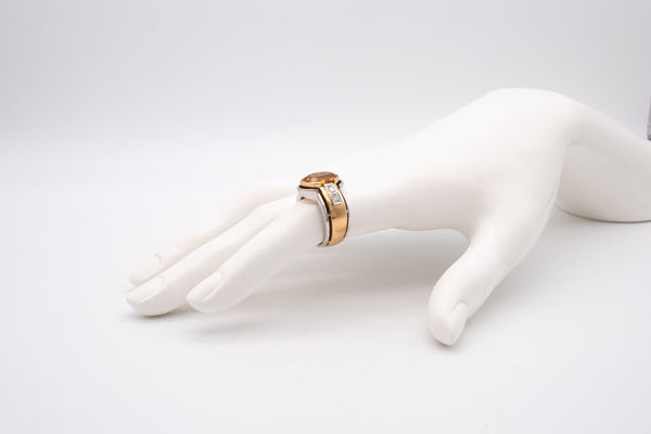 ANTONINI MILANO 18 KT GOLD RING WITH 4.70 CTW IN DIAMONDS & ORANGE CITRINE