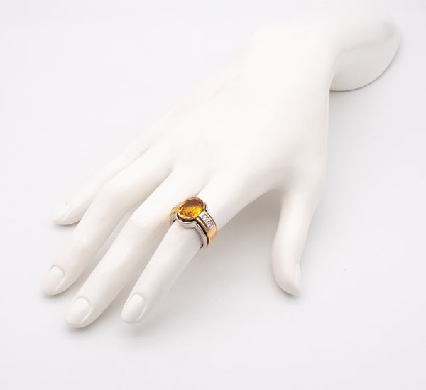 ANTONINI MILANO 18 KT GOLD RING WITH 4.70 CTW IN DIAMONDS & ORANGE CITRINE