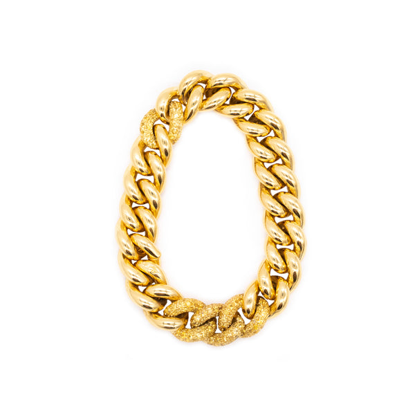 POMELLATO MILANO 18 KT GOLD GOURMETTE TWISTED BRACELET WITH 5.04Ctw OF SAPPHIRES