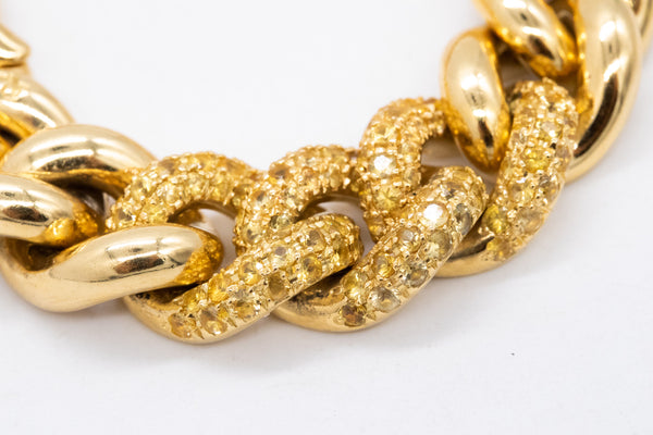 POMELLATO MILANO 18 KT GOLD GOURMETTE TWISTED BRACELET WITH 5.04Ctw OF SAPPHIRES