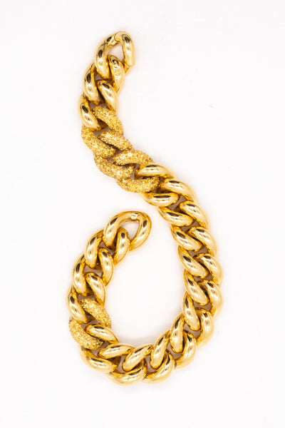 POMELLATO MILANO 18 KT GOLD GOURMETTE TWISTED BRACELET WITH 5.04Ctw OF SAPPHIRES