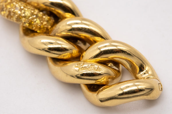 POMELLATO MILANO 18 KT GOLD GOURMETTE TWISTED BRACELET WITH 5.04Ctw OF SAPPHIRES