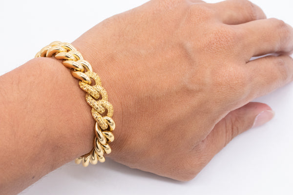 POMELLATO MILANO 18 KT GOLD GOURMETTE TWISTED BRACELET WITH 5.04Ctw OF SAPPHIRES