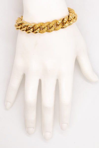 POMELLATO MILANO 18 KT GOLD GOURMETTE TWISTED BRACELET WITH 5.04Ctw OF SAPPHIRES