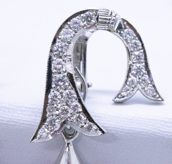 JUDE FRANCES 18 KT ART DECO DAY & NIGHT EARRINGS WITH 23.41 Cts DIAMONDS AND TOURMALINE BRIOLETTE