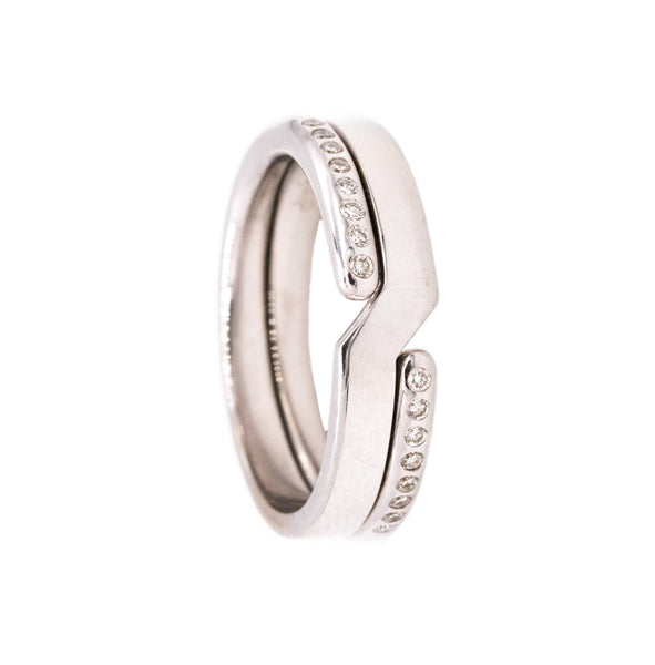 Dinh Van Paris Geometric Ring In 18Kt White Gold With 16 VS Diamonds