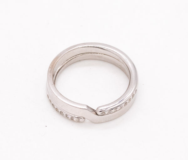 Dinh Van Paris Geometric Ring In 18Kt White Gold With 16 VS Diamonds
