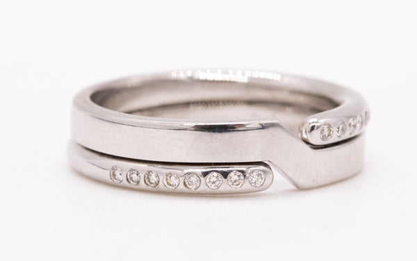 Dinh Van Paris Geometric Ring In 18Kt White Gold With 16 VS Diamonds