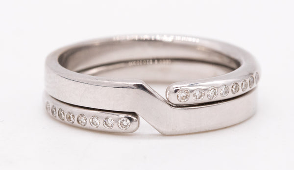 Dinh Van Paris Geometric Ring In 18Kt White Gold With 16 VS Diamonds