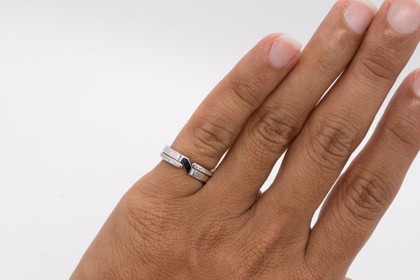 Dinh Van Paris Geometric Ring In 18Kt White Gold With 16 VS Diamonds