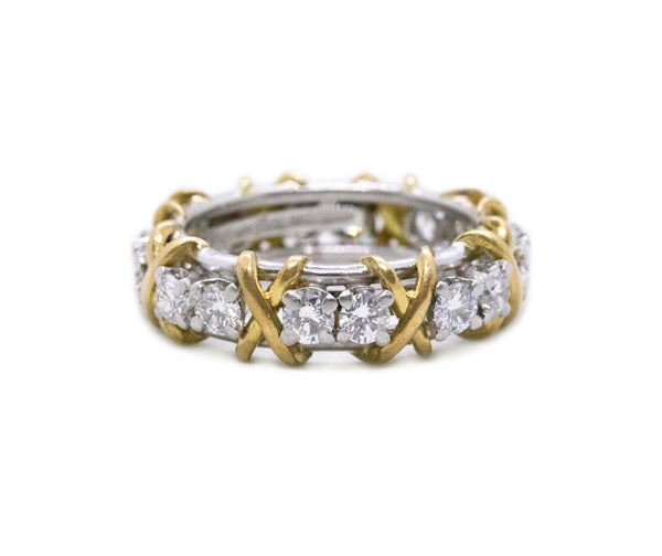 TIFFANY & CO. JEAN SCHLUMBERGER PLATINUM & GOLD ETERNITY RING WITH 1.6 Ctw VS DIAMONDS