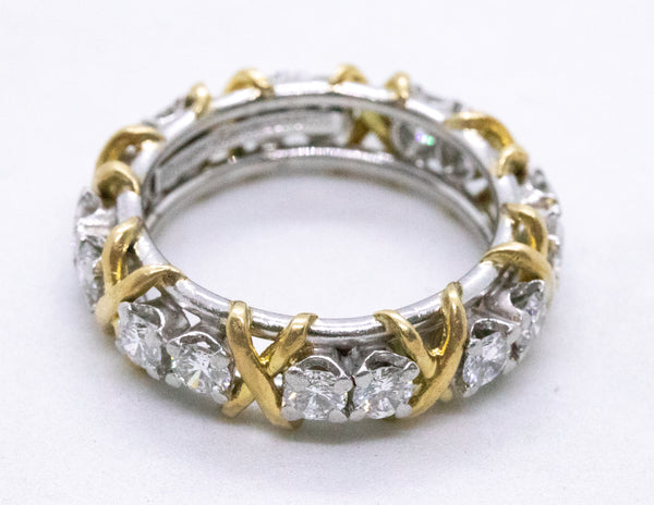 TIFFANY & CO. JEAN SCHLUMBERGER PLATINUM & GOLD ETERNITY RING WITH 1.6 Ctw VS DIAMONDS