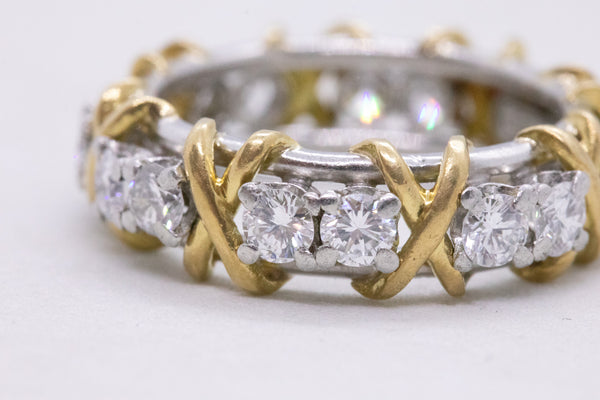 TIFFANY & CO. JEAN SCHLUMBERGER PLATINUM & GOLD ETERNITY RING WITH 1.6 Ctw VS DIAMONDS