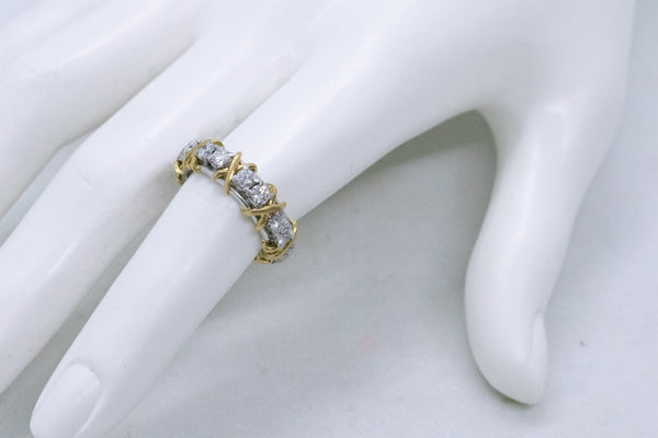 TIFFANY & CO. JEAN SCHLUMBERGER PLATINUM & GOLD ETERNITY RING WITH 1.6 Ctw VS DIAMONDS