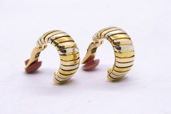 BVLGARI ITALY 18 KT THREE TONES GOLD TUBOGAS EARRINGS