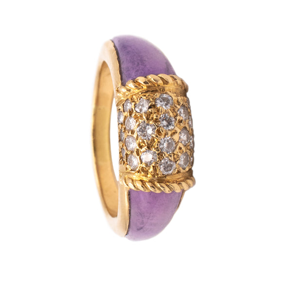 VAN CLEEF & ARPELS 1960 RARE PHILIPPINE RING WITH DIAMONDS AND AMETHYST