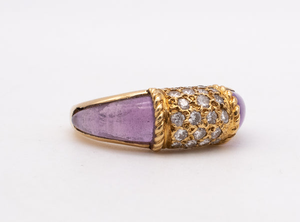 VAN CLEEF & ARPELS 1960 RARE PHILIPPINE RING WITH DIAMONDS AND AMETHYST