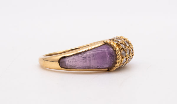 VAN CLEEF & ARPELS 1960 RARE PHILIPPINE RING WITH DIAMONDS AND AMETHYST