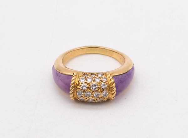 VAN CLEEF & ARPELS 1960 RARE PHILIPPINE RING WITH DIAMONDS AND AMETHYST