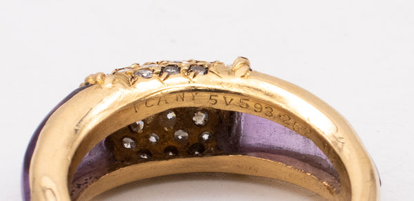 VAN CLEEF & ARPELS 1960 RARE PHILIPPINE RING WITH DIAMONDS AND AMETHYST