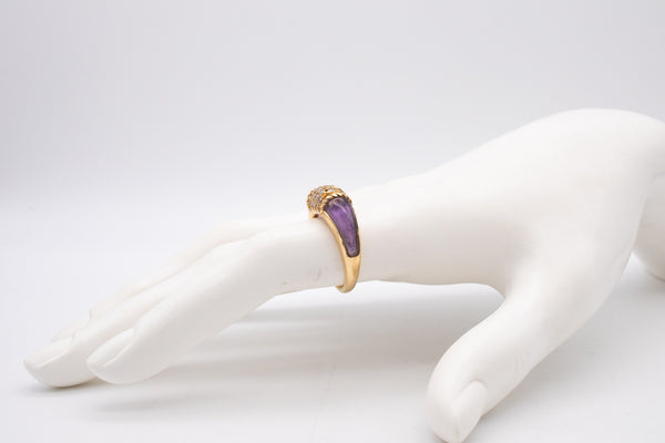 VAN CLEEF & ARPELS 1960 RARE PHILIPPINE RING WITH DIAMONDS AND AMETHYST