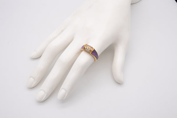 VAN CLEEF & ARPELS 1960 RARE PHILIPPINE RING WITH DIAMONDS AND AMETHYST