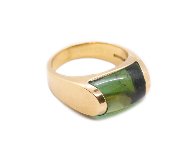 BVLGARI ITALY 18 KT GOLD TROCHETTO RING WITH 8.5 Cts GREEN TOURMALINE