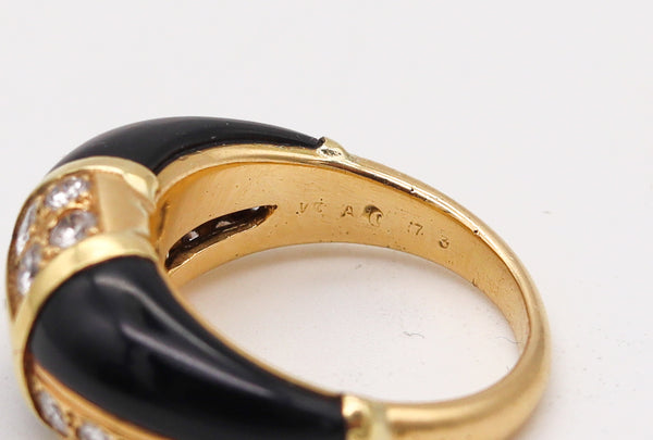 -Van Cleef Arpels 1973 Geometric Onyx Ring In 18Kt Gold With 1.45 Ctw In Diamonds