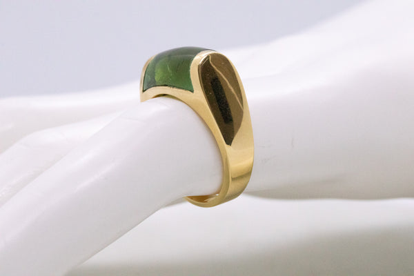 BVLGARI ITALY 18 KT GOLD TROCHETTO RING WITH 8.5 Cts GREEN TOURMALINE