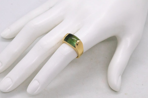 BVLGARI ITALY 18 KT GOLD TROCHETTO RING WITH 8.5 Cts GREEN TOURMALINE