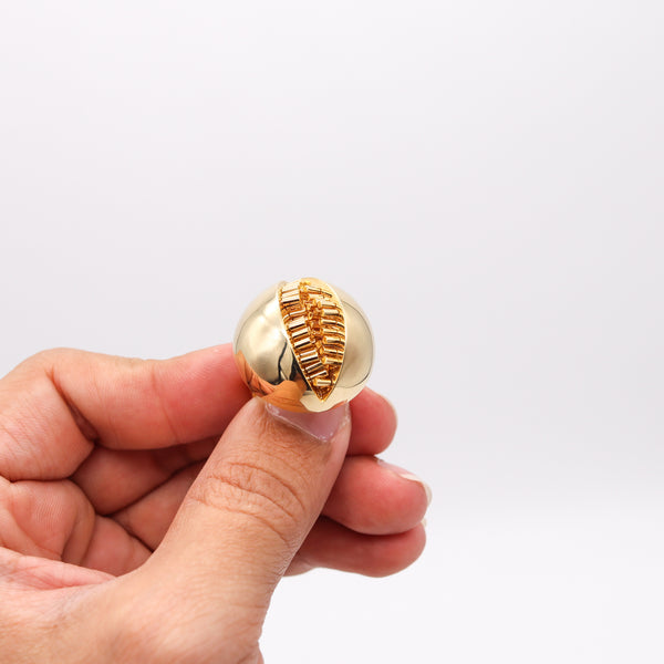 -Pol Bury Belgium 1968 2002 Sculptural Kinetic Mezzaluna Ring In 18Kt Yellow Gold