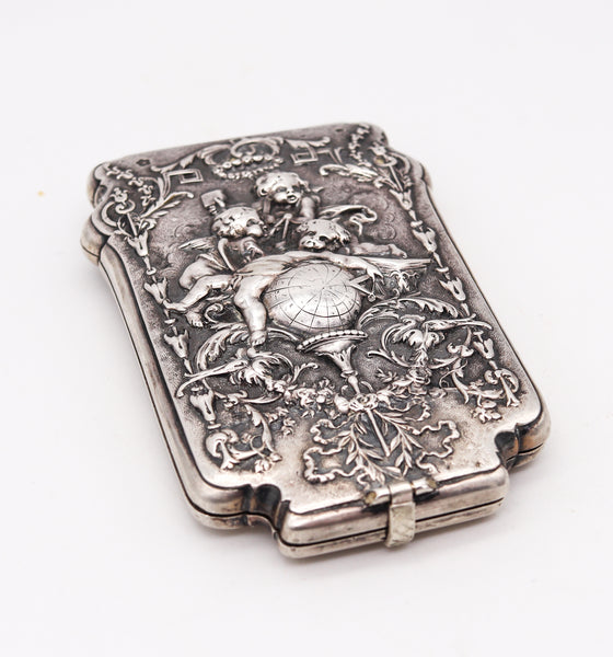 -Brüder Figdor 1905 Austrian Art nouveau Belle Epoque Card Holder in Sterling Silver
