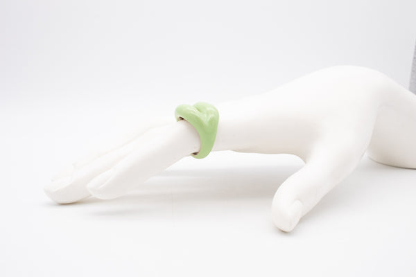 Solange Azagury Partridge British Hot Lips Ring In .925 Sterling Silver With Vivid Green Enamel