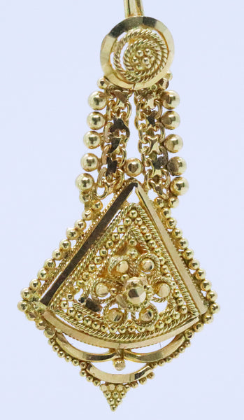 HAND MADE 21 KT GOLD ORIENTALISM HANGING EARRINGS