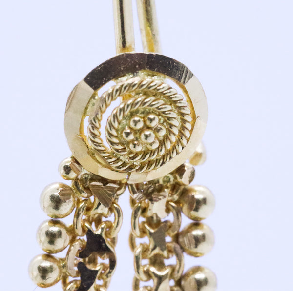 HAND MADE 21 KT GOLD ORIENTALISM HANGING EARRINGS