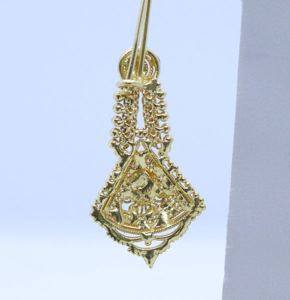HAND MADE 21 KT GOLD ORIENTALISM HANGING EARRINGS