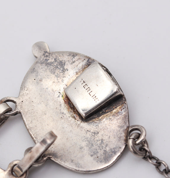 French 1890 Grand Tour Neoclassic Medallion Bracelet in Solid Sterling Silver