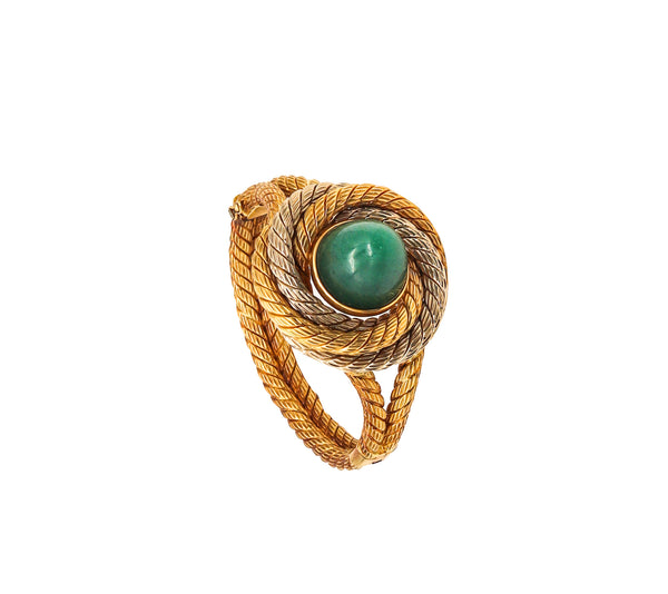 CARLO WEINGRILL 1960 Verona Twisted Bangle Bracelet In 18Kt Gold With Amazonite