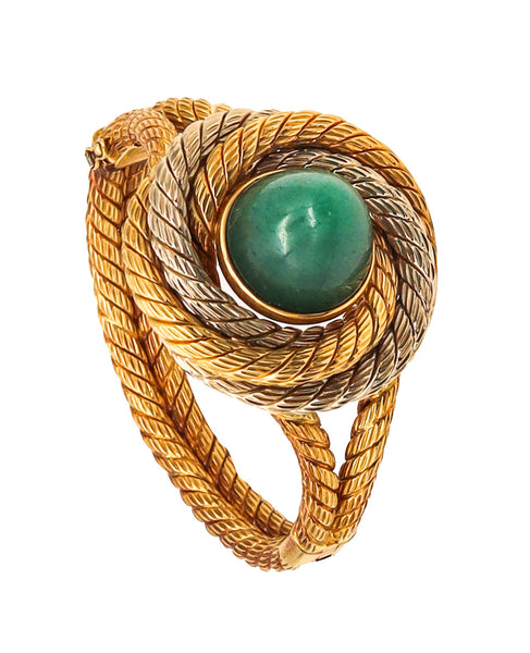 CARLO WEINGRILL 1960 Verona Twisted Bangle Bracelet In 18Kt Gold With Amazonite