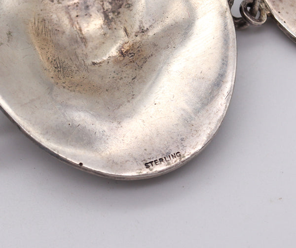 French 1890 Grand Tour Neoclassic Medallion Bracelet in Solid Sterling Silver