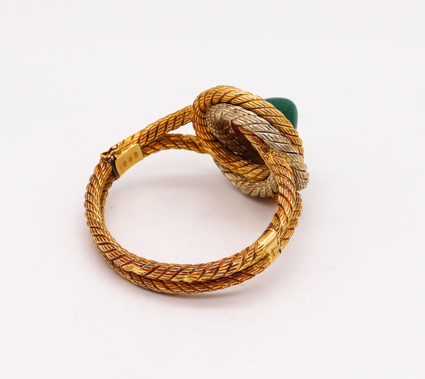 CARLO WEINGRILL 1960 Verona Twisted Bangle Bracelet In 18Kt Gold With Amazonite
