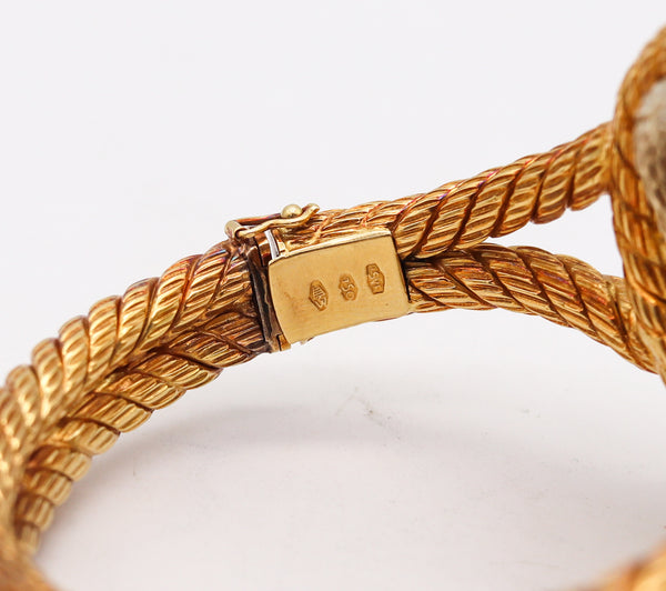 CARLO WEINGRILL 1960 Verona Twisted Bangle Bracelet In 18Kt Gold With Amazonite