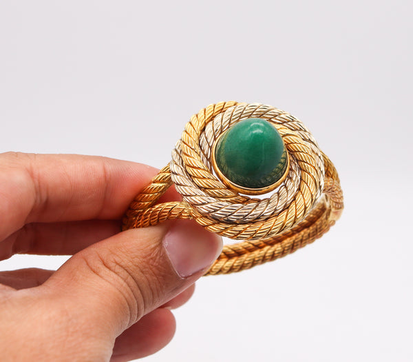 CARLO WEINGRILL 1960 Verona Twisted Bangle Bracelet In 18Kt Gold With Amazonite