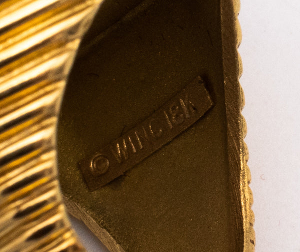 ROBERT WANDER 1970 RARE 18 KT GOLD STATEMENT GEOMETRIC RING WITH LAPIS LAZULI