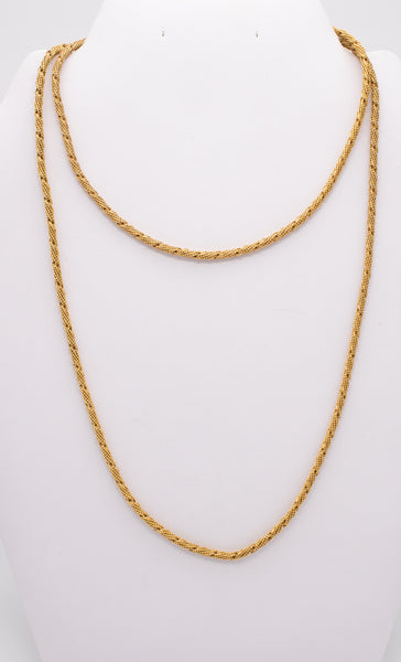 CARLO WEINGRILL 1970 ITALY 18 KT YELLOW GOLD TEXTURED WOVEN CHAIN