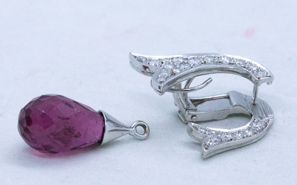 JUDE FRANCES 18 KT ART DECO DAY & NIGHT EARRINGS WITH 23.41 Cts DIAMONDS AND TOURMALINE BRIOLETTE