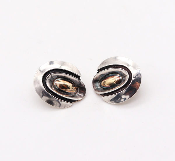-Cartier 1970 Geometric Earrings In Sterling Silver And 18Kt Yellow Gold