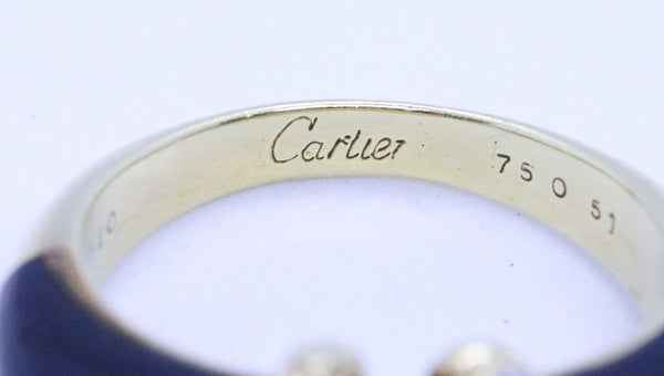 CARTIER PARIS 18 KT GOLD DOUBLE C DIAMONDS & ONYX VINTAGE DECO RING