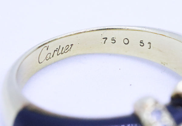 CARTIER PARIS 18 KT GOLD DOUBLE C DIAMONDS & ONYX VINTAGE DECO RING